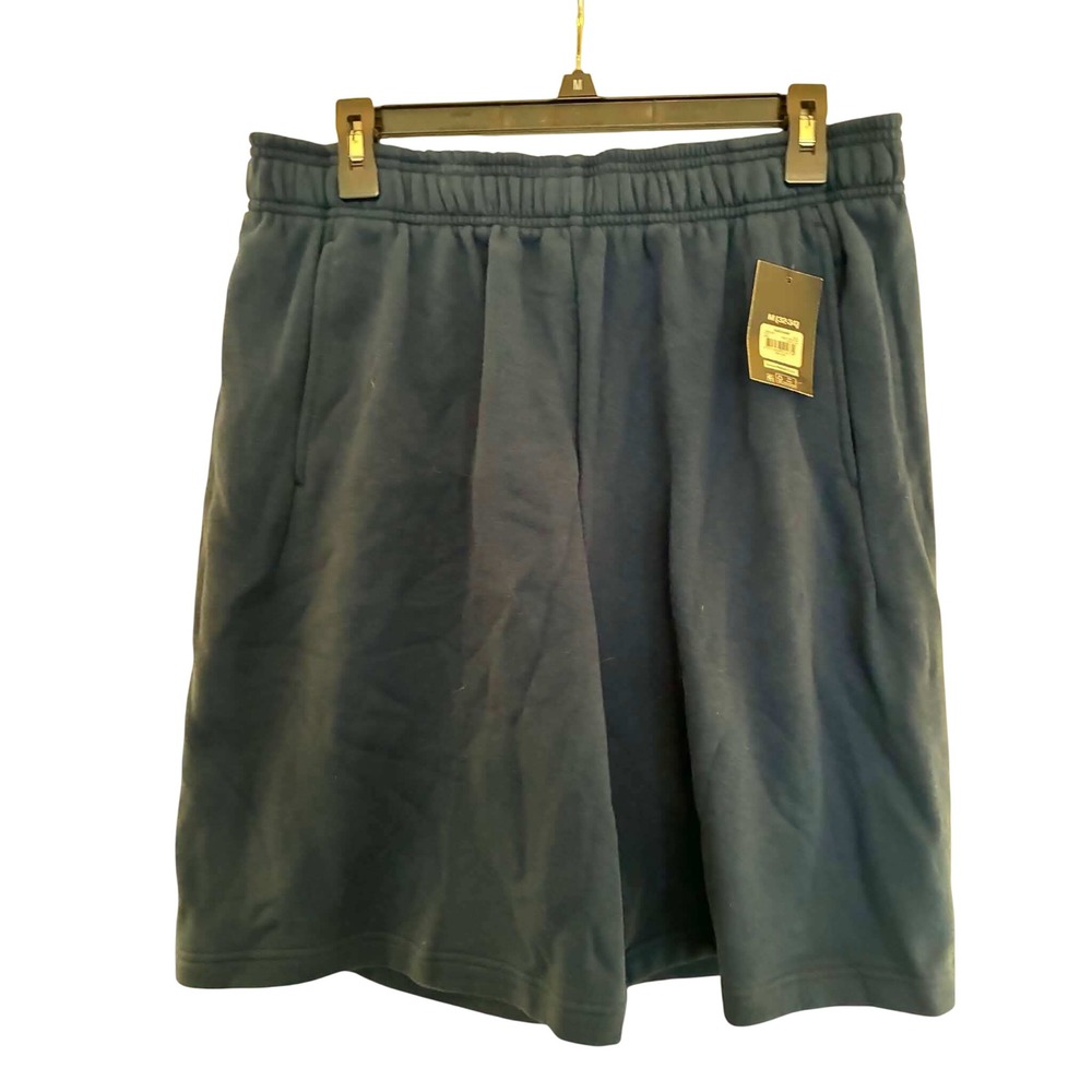 Athletic Works Fleece‎ Shorts Mens M Blue Elastic Waist Pockets Athleisure